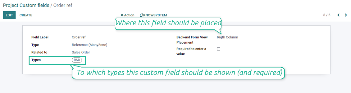 Custom fields depend on project types
