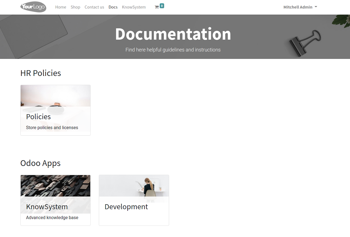 Documentation sections overview