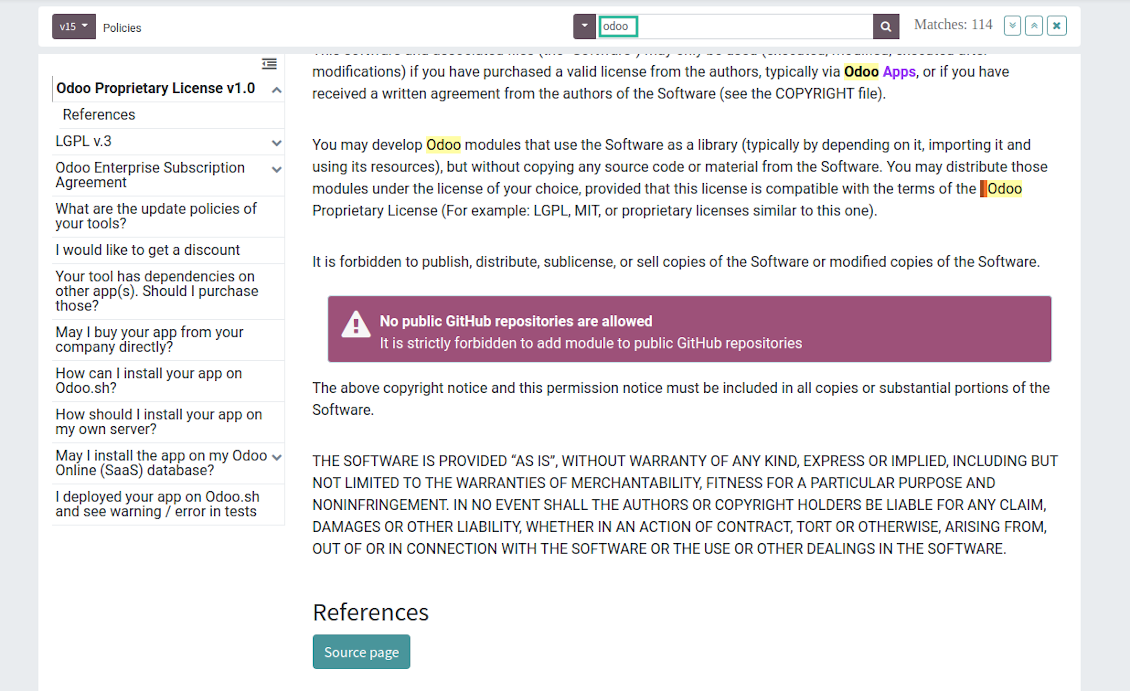 Inline KMS documentation search
