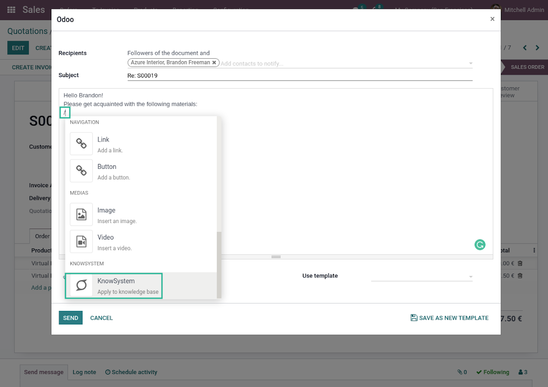 Odoo messaging knowledge use