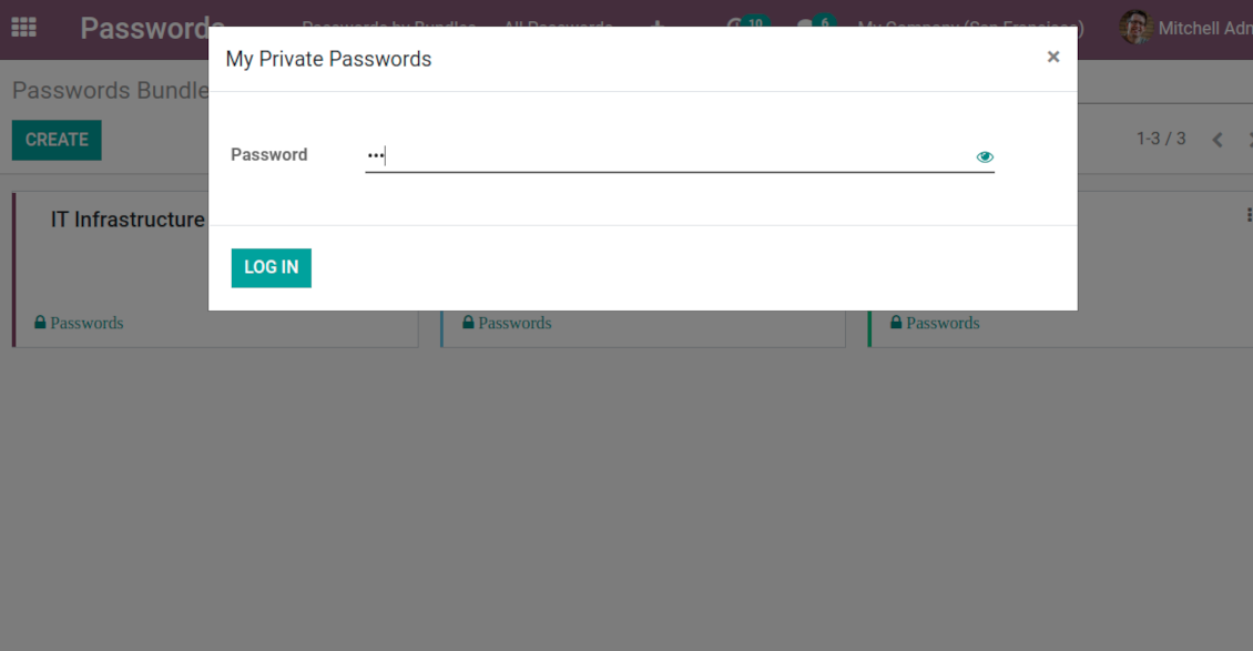 Log in to a passwords manager
