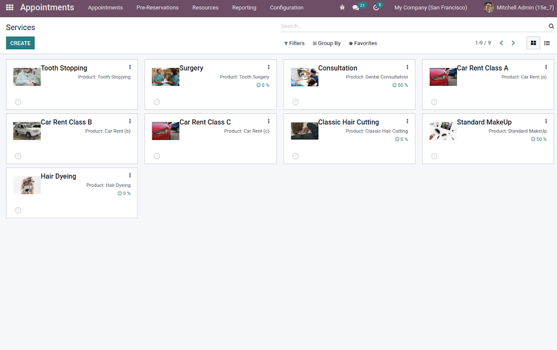 Unlimited number of Odoo service businesses