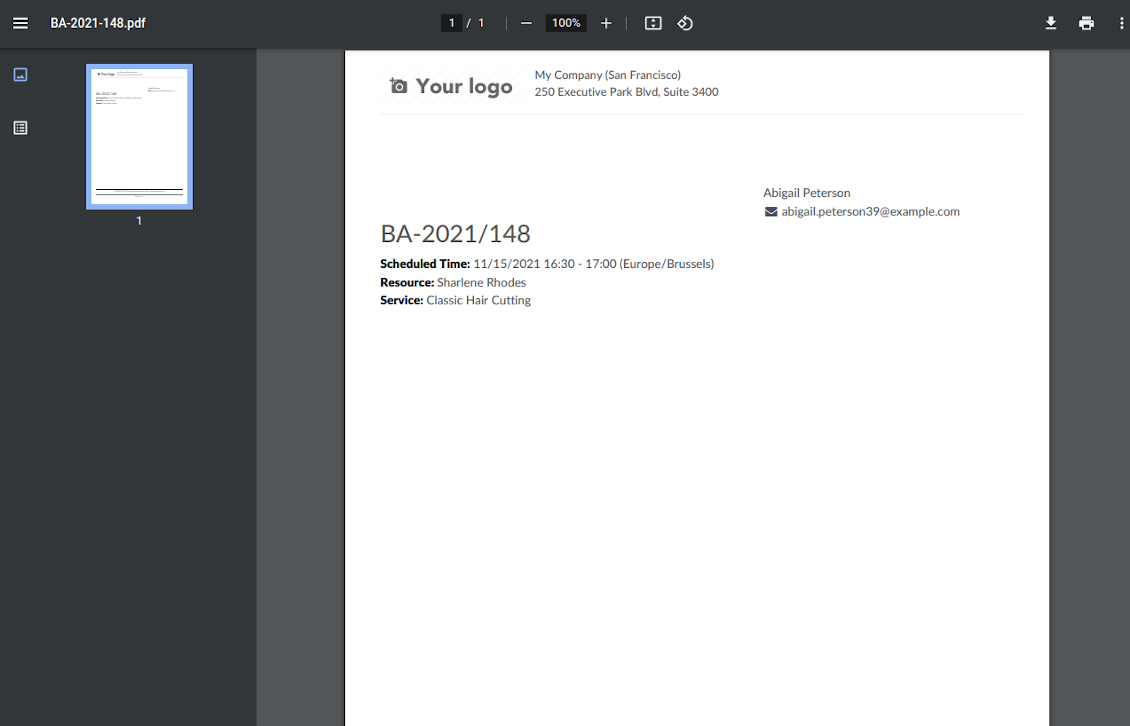 Appointment printing pdf form