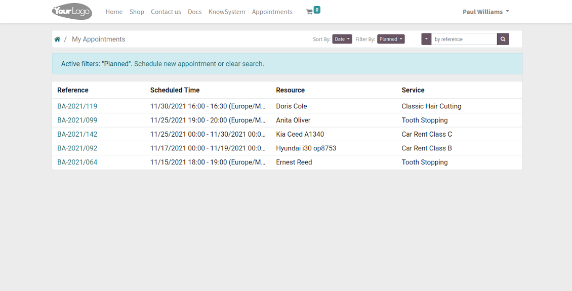 Portal control of reservations