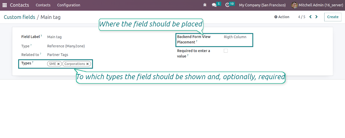 Custom fields depend on a partner type