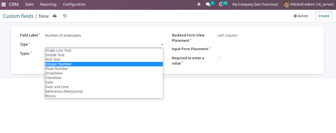 Custom field types for Odoo opportunities