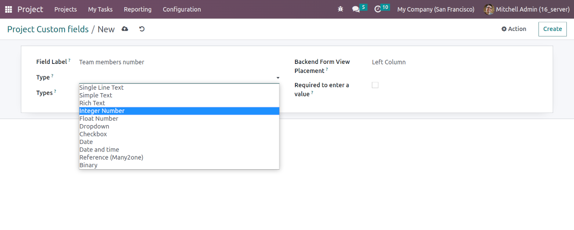 Custom field types for Odoo projects