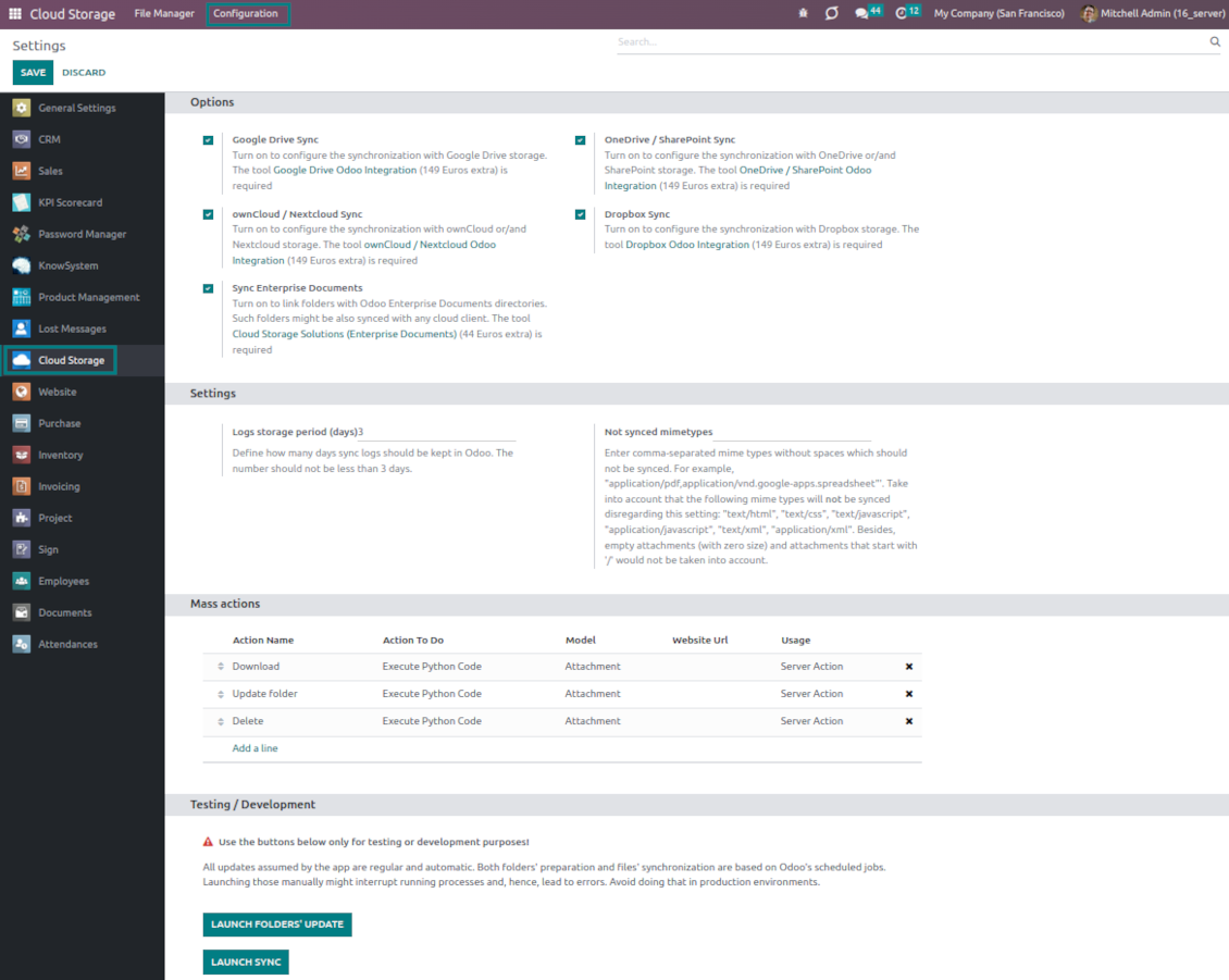 Configuring Odoo file manager