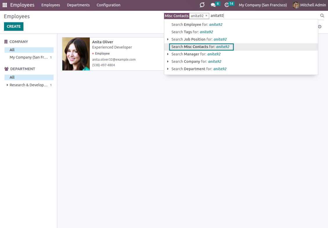 Search by misc contact data
