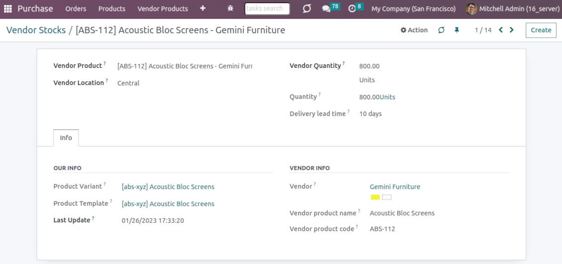 Supplier quants per the warehouse
