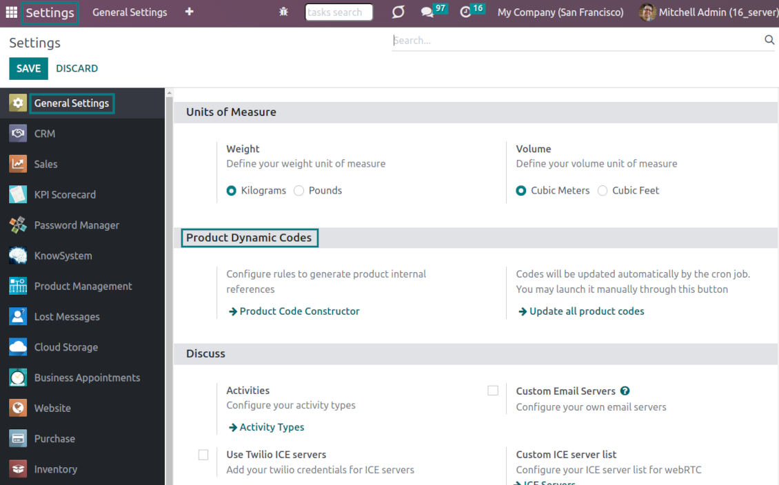 Product coding rules and settings