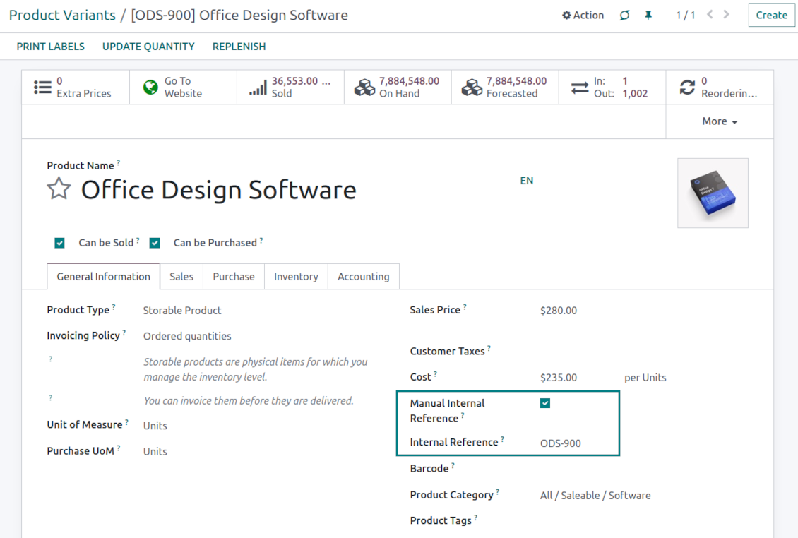 Manual code for products