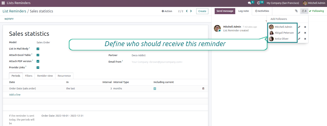 Odoo list followers
