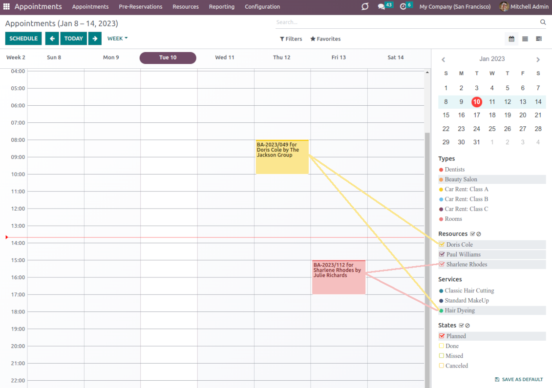 Appointment single view filters