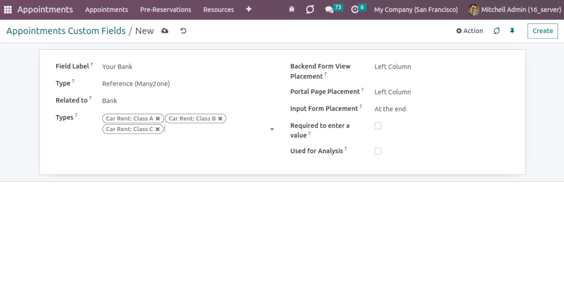 Appointment: a new custom field