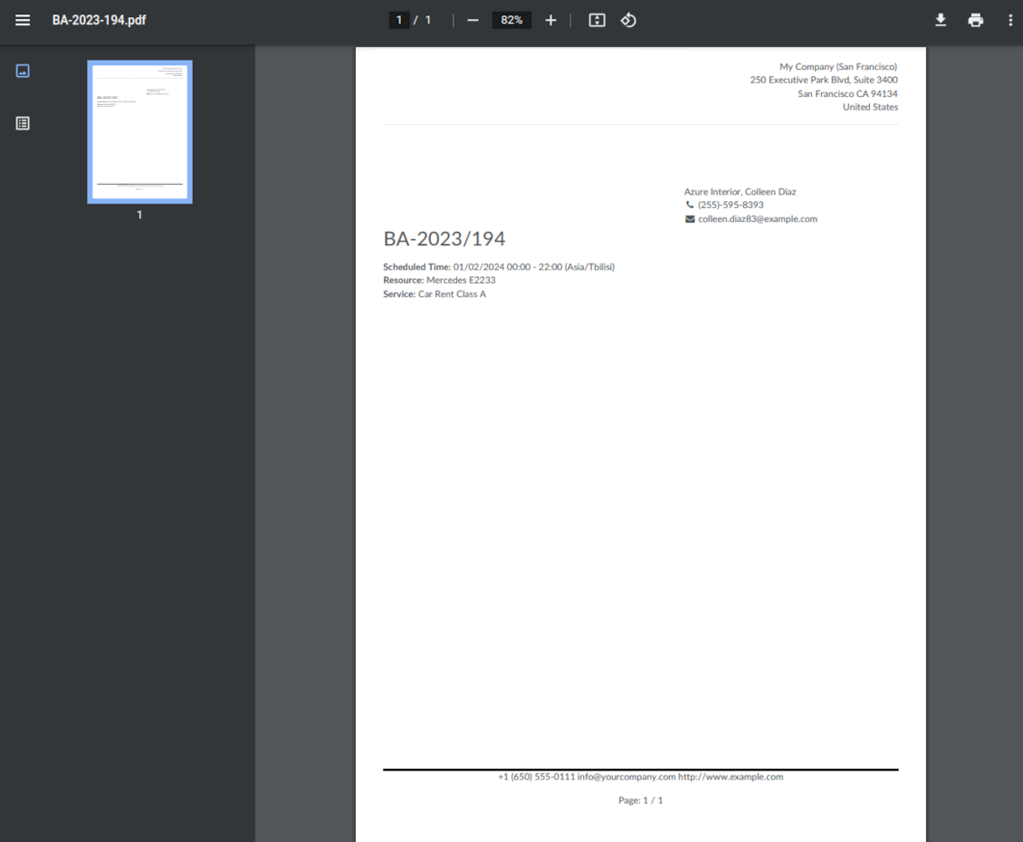 Appointment printing PDF form