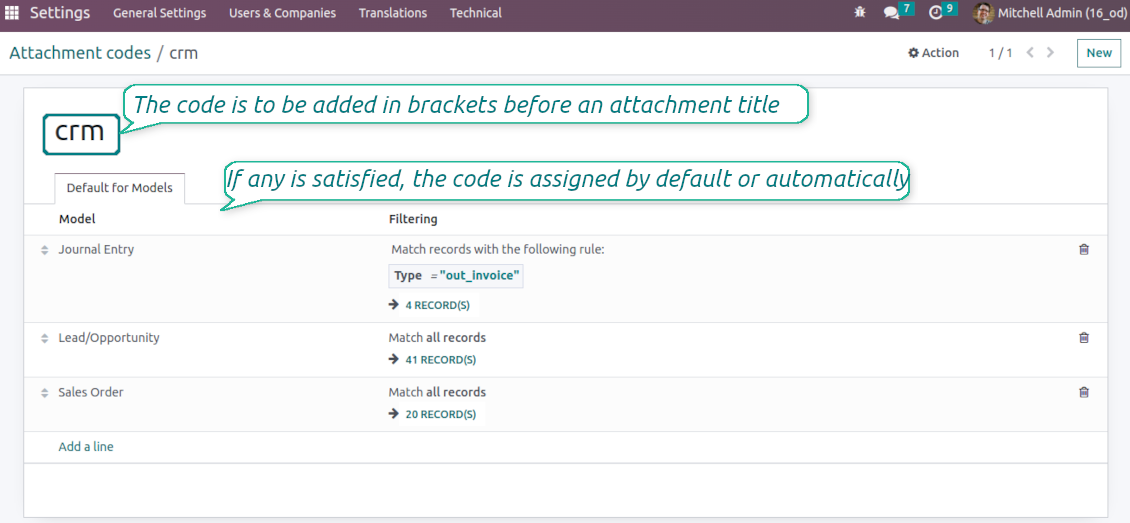 Attachment code for object and filters
