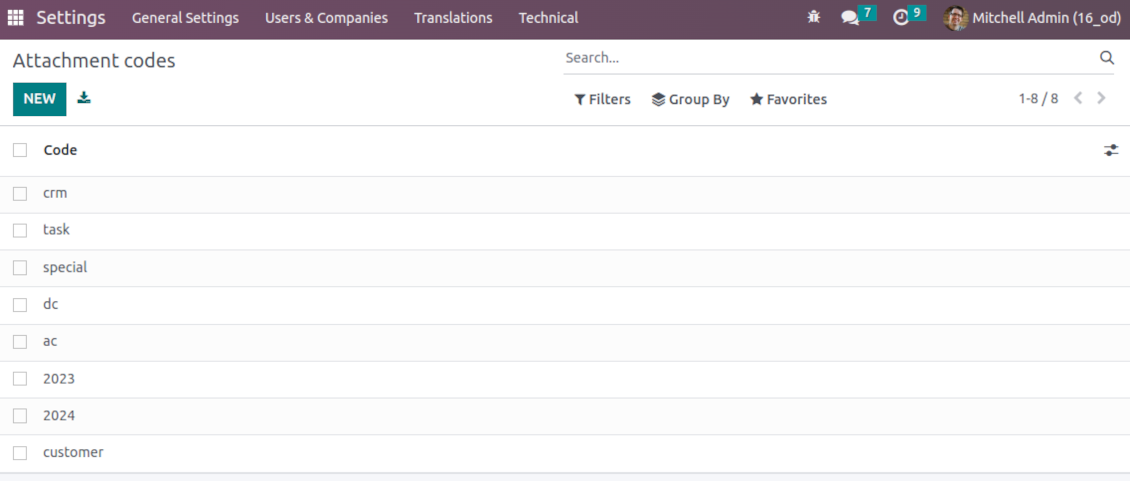File tags list