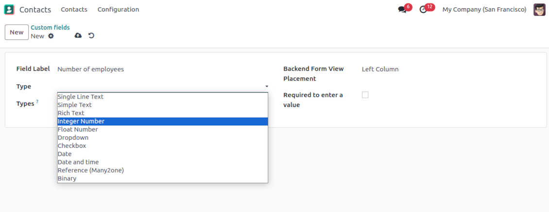 Field types for Odoo partners