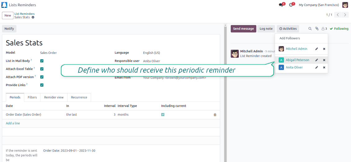 Odoo list followers