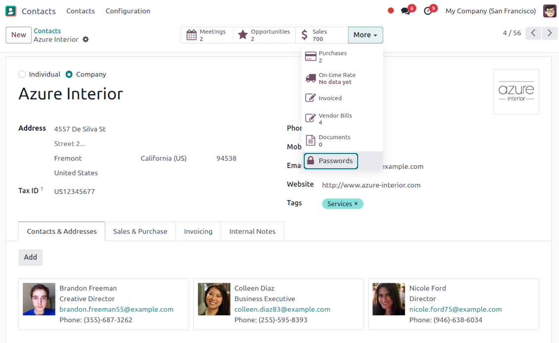 Odoo partners' passwords
