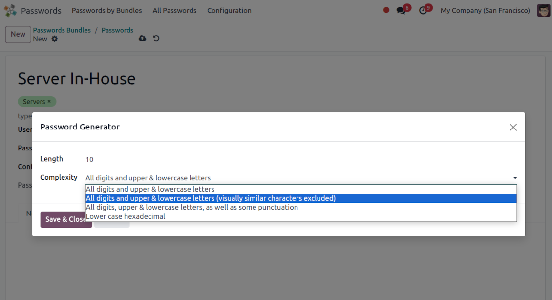 Password auto-creation wizard