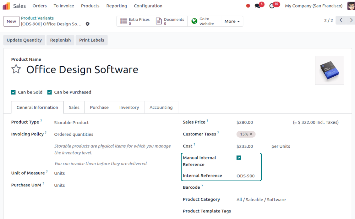 Manual code for products