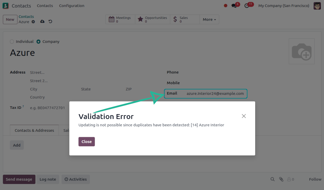 Odoo partners: rigid duplicates