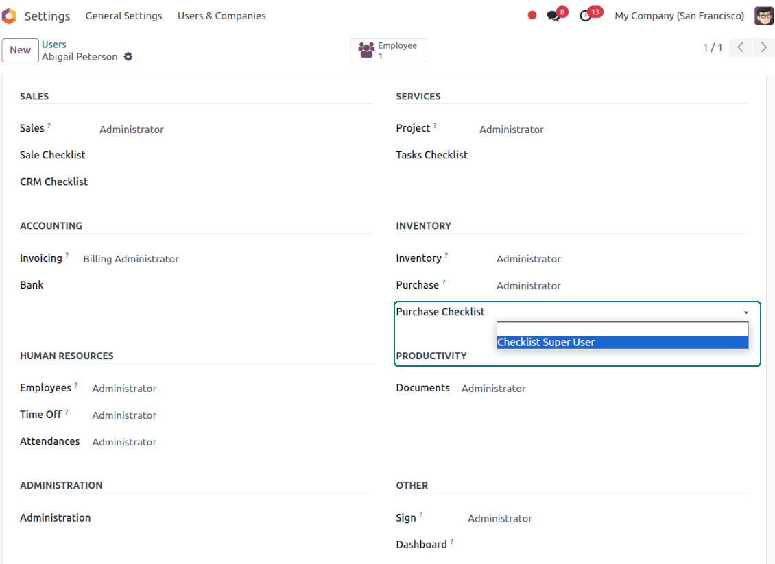Purchase checklist super user