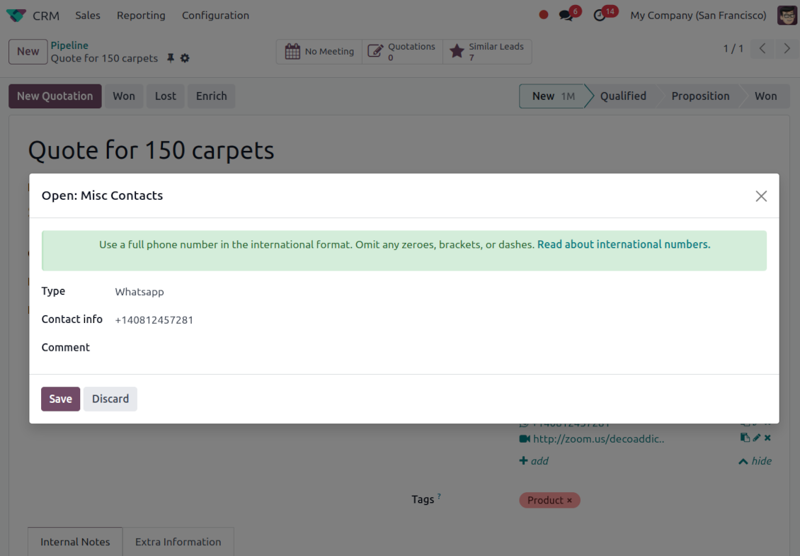 CRM extra contact record: create and edit