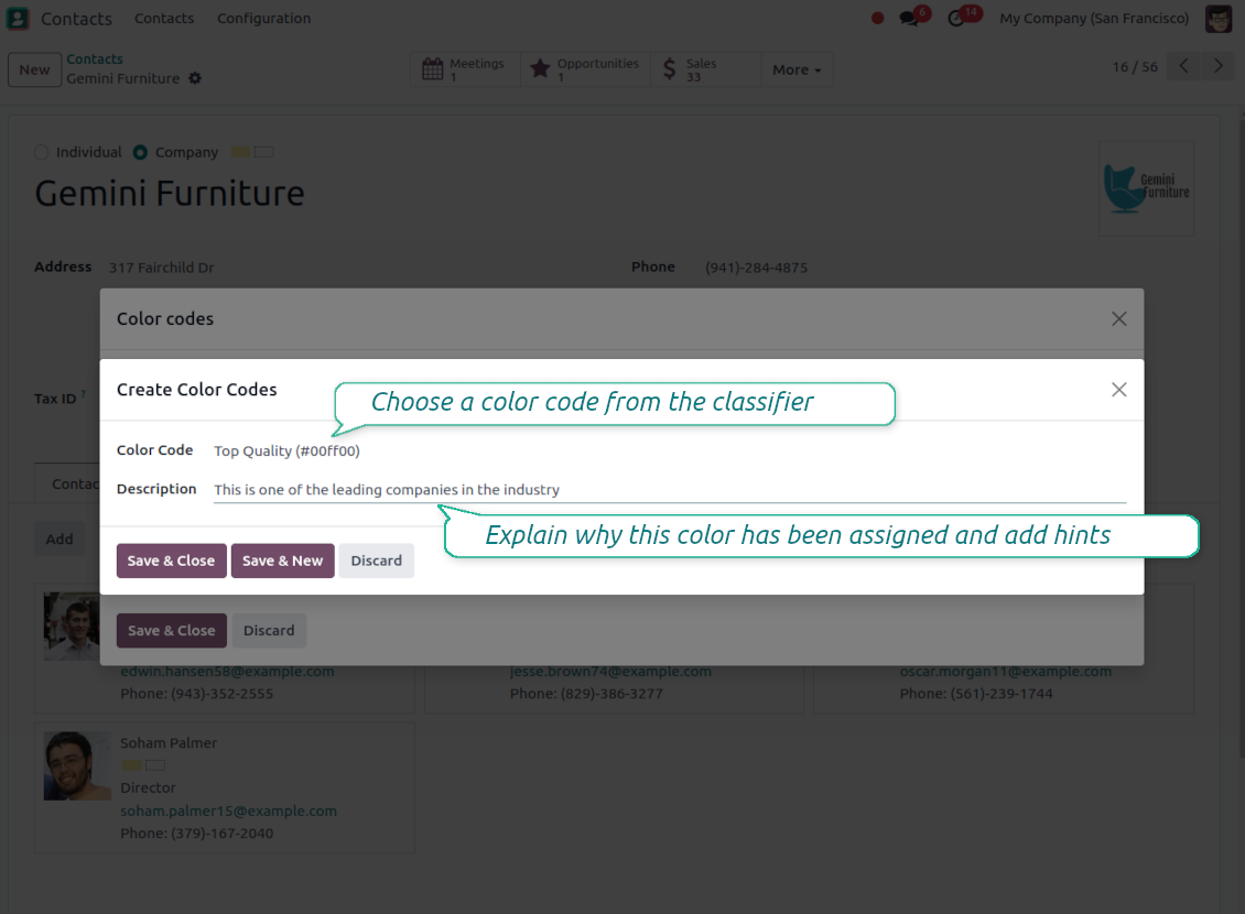 Color code: partner notes