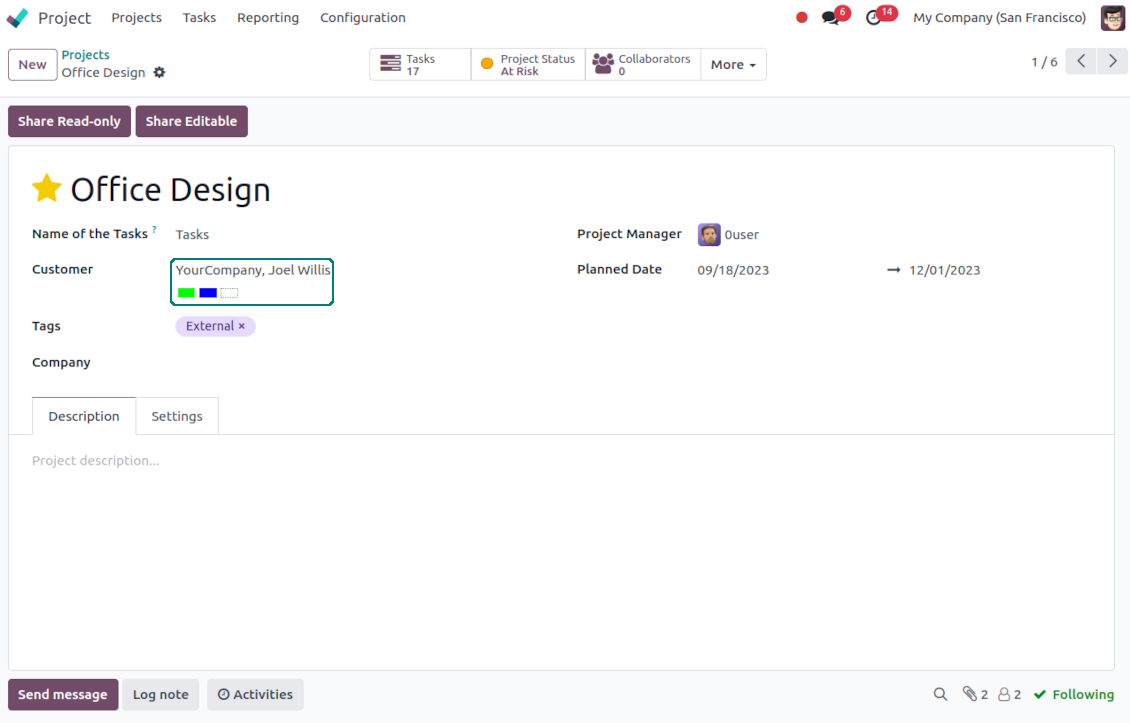 Odoo projects: color coding