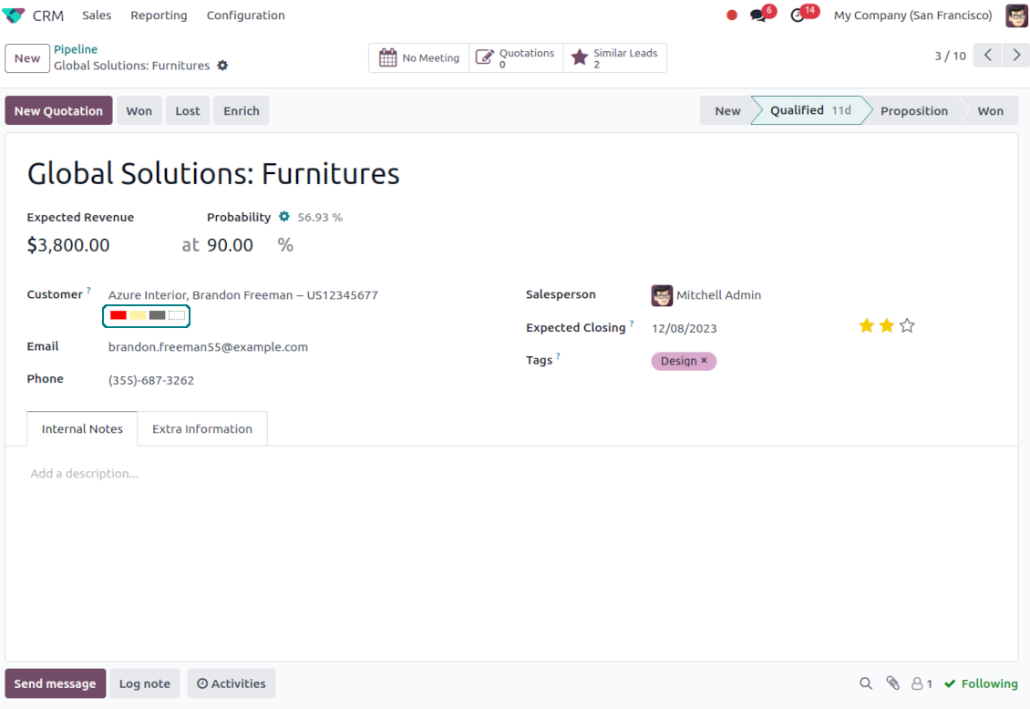CRM: customer color codes