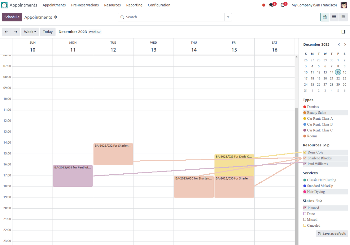 Appointment single view filters