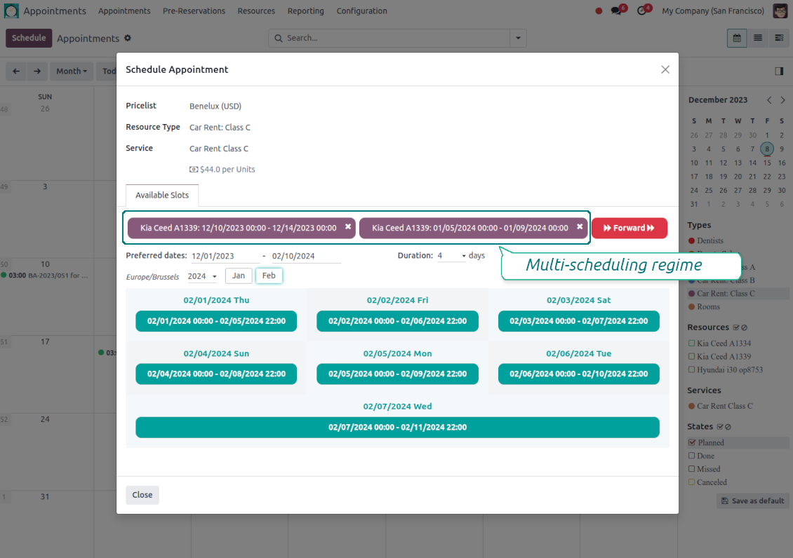 Appointment wizard: multi-scheduling