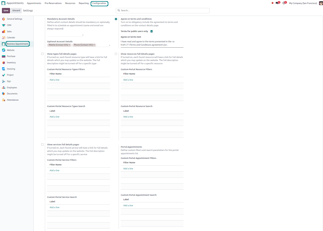 The configuration page: Odoo website-specific options (part 2)