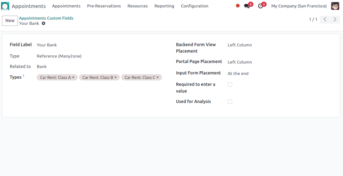 Appointment: a new custom field