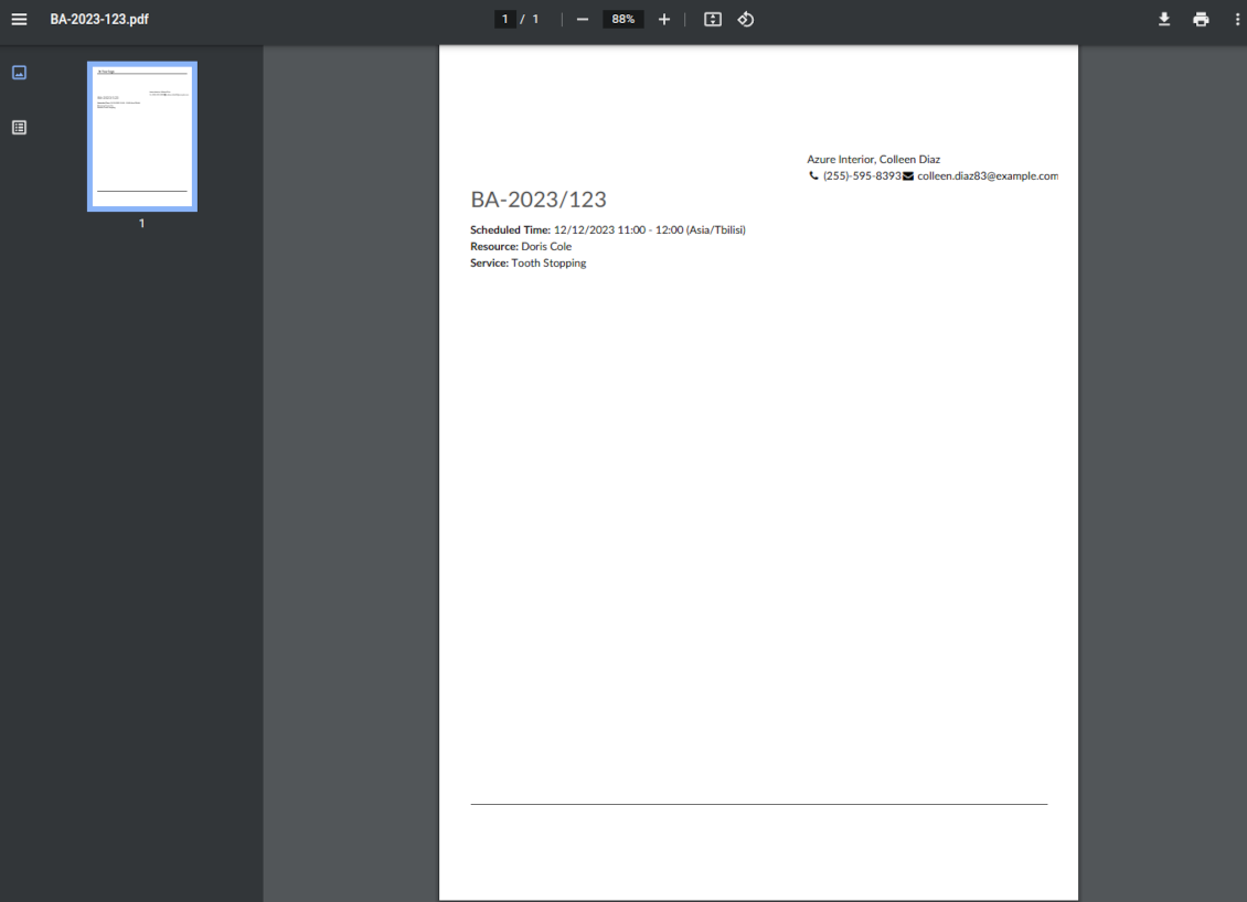 Appointment printing PDF form