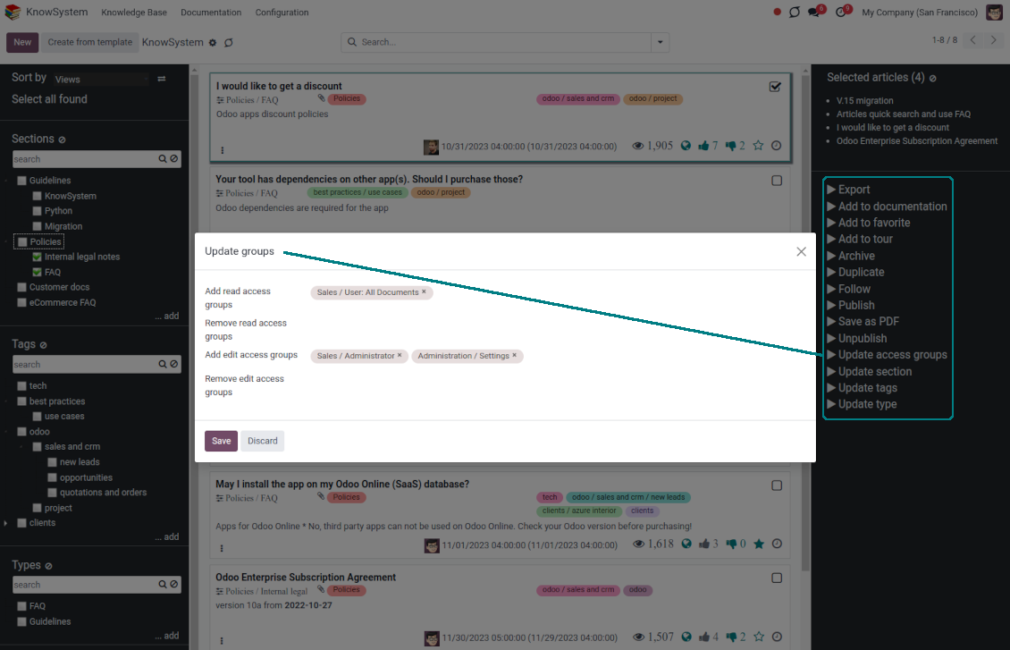 Update KMS articles in batch