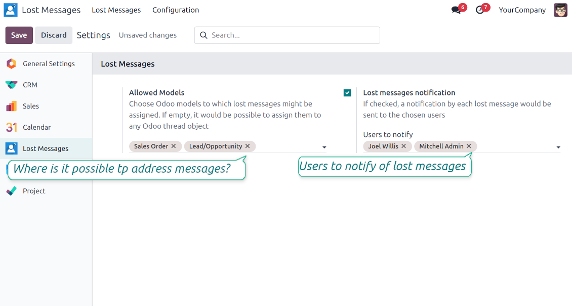 Odoo lost messages notification