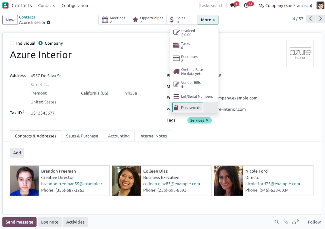 Odoo partners' passwords