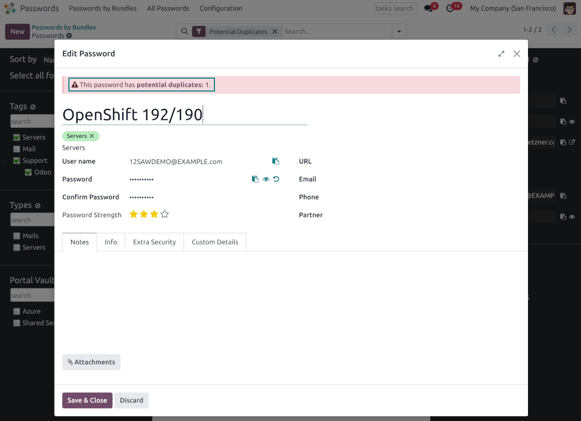 Copies detection while password registering