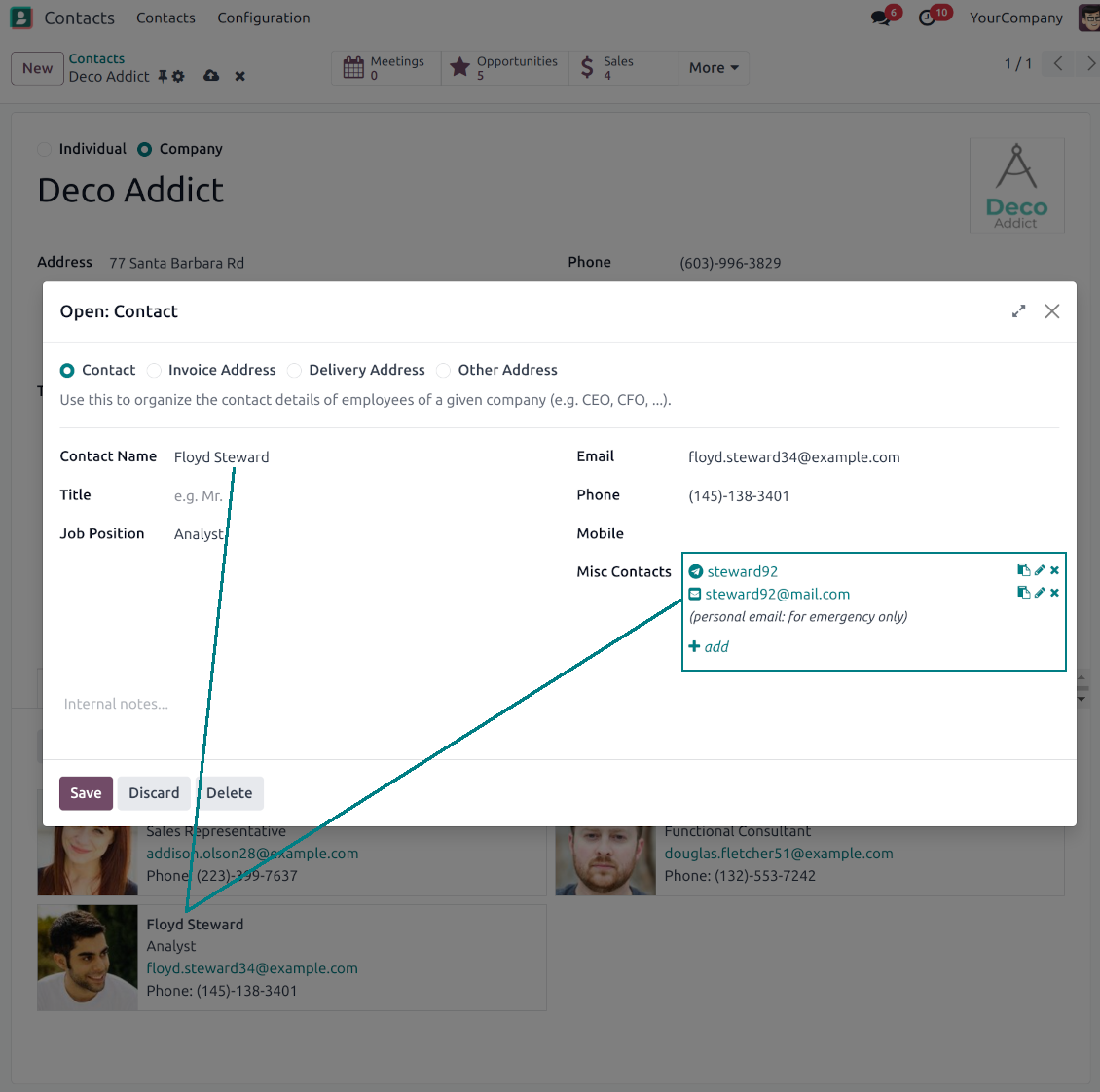 Multiple contact details for Odoo contacts