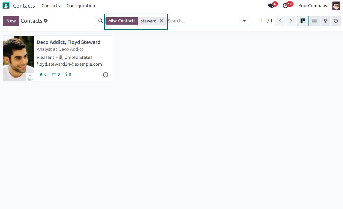 Search by misc contact data