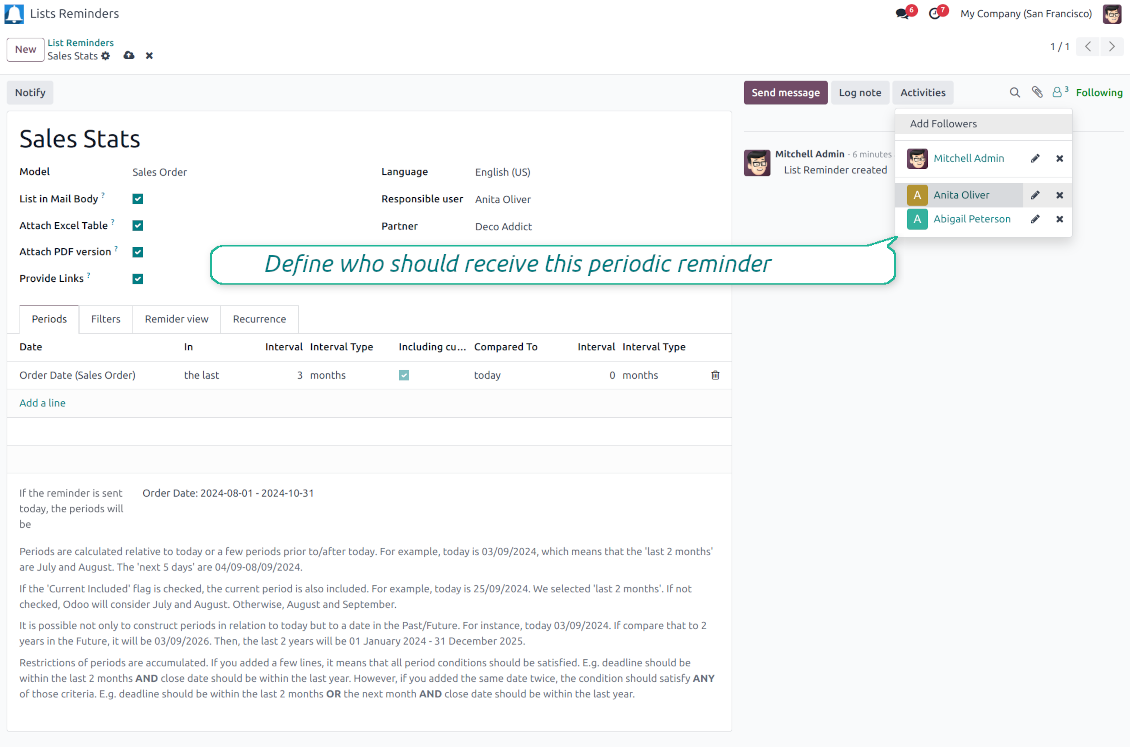 Odoo list followers