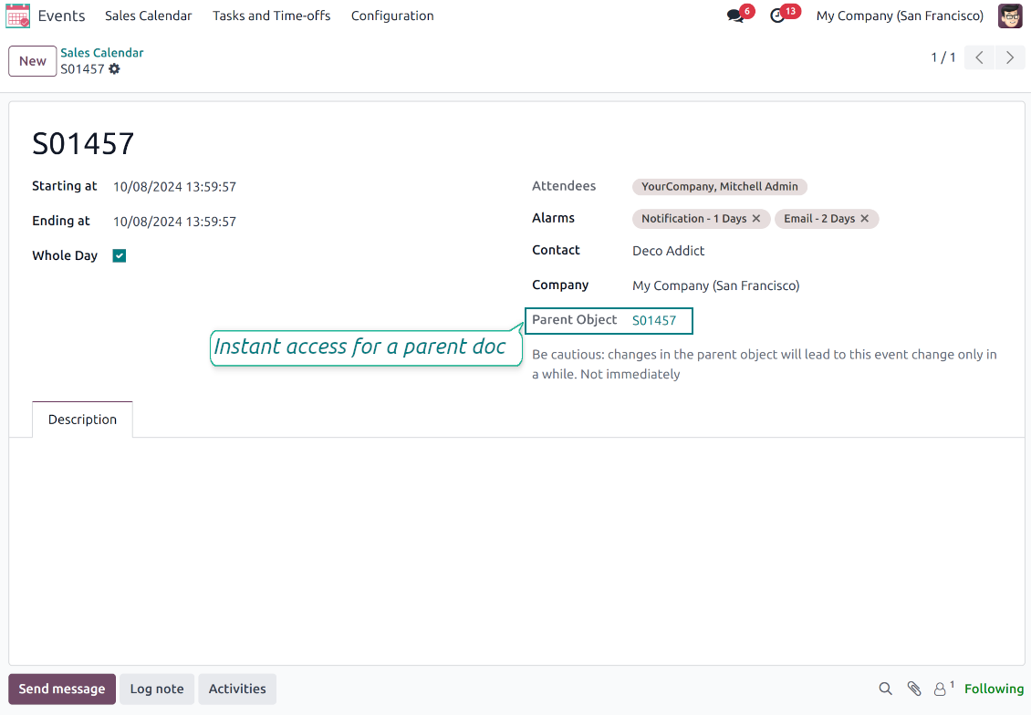Parent object from Odoo joint event