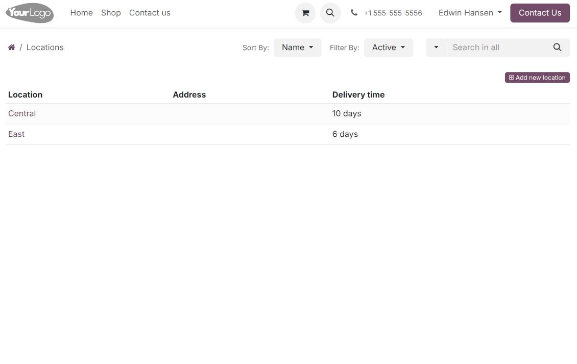 Vendor locations in Odoo's portal