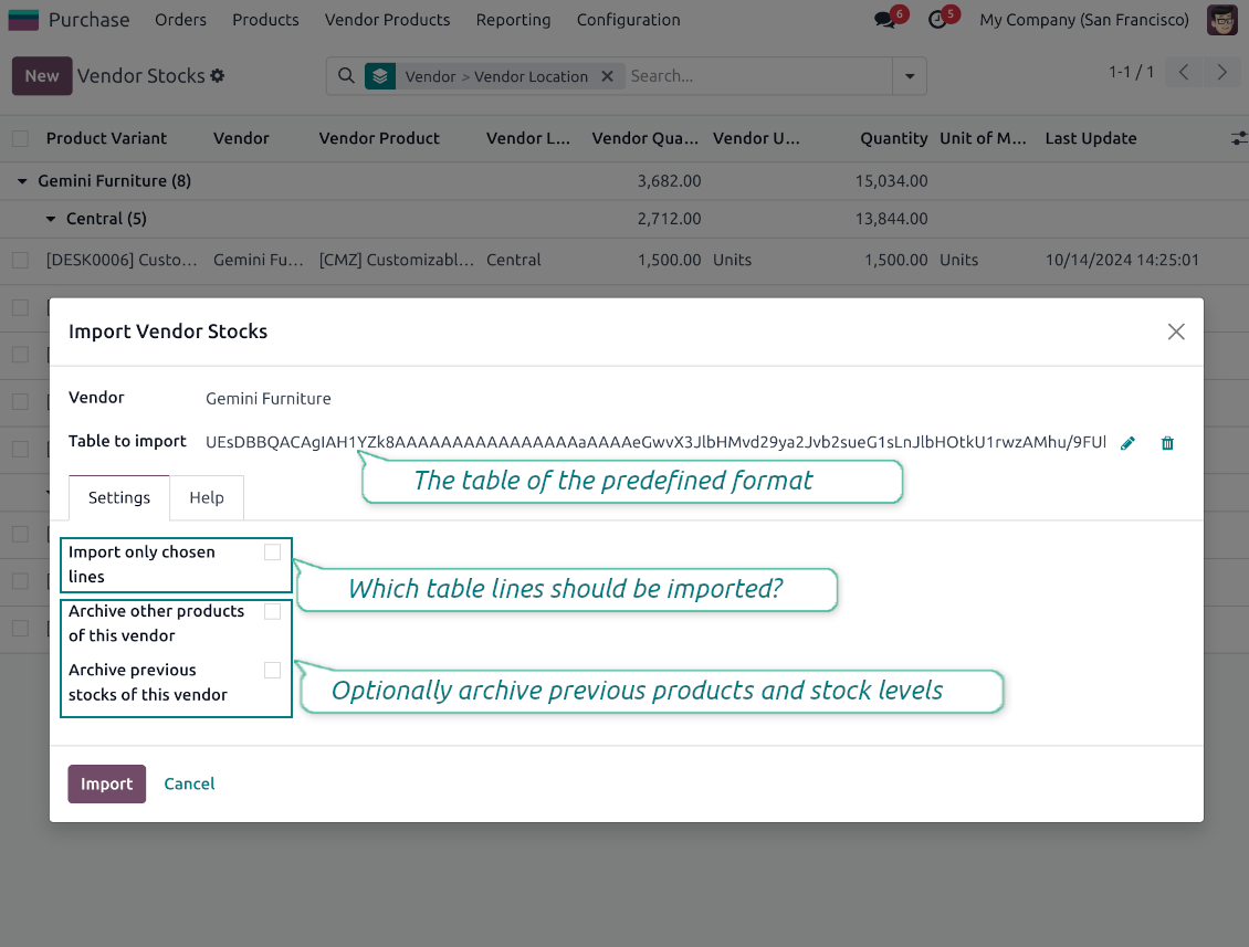The wizard to import supplier products and stocks