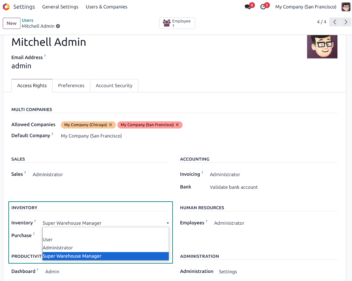 Odoo super warehouse manager