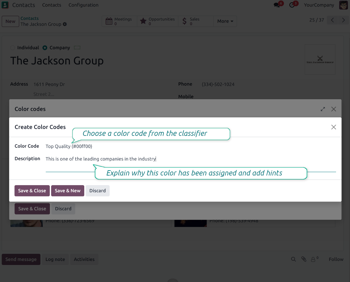 Color code: partner notes